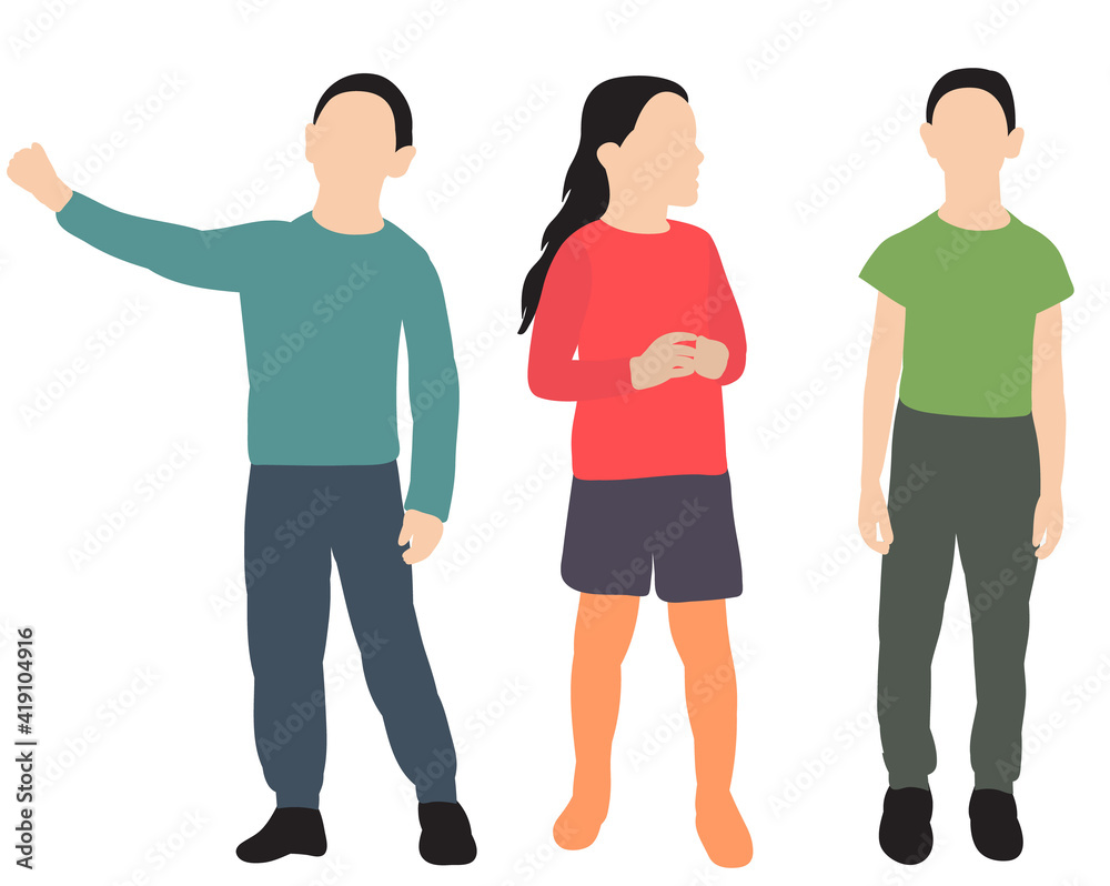 Fototapeta premium vector, isolated, kids in flat style, on white background