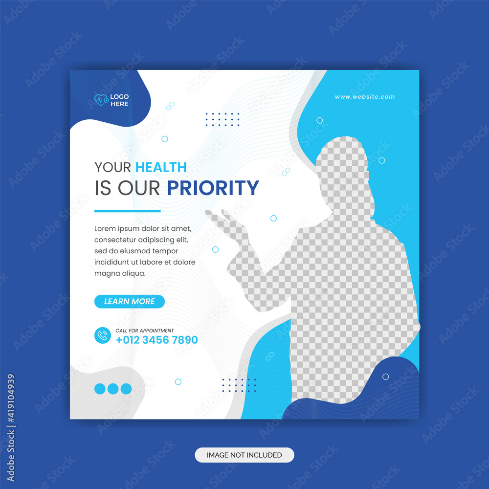 Creative medical square flyer or social media post template