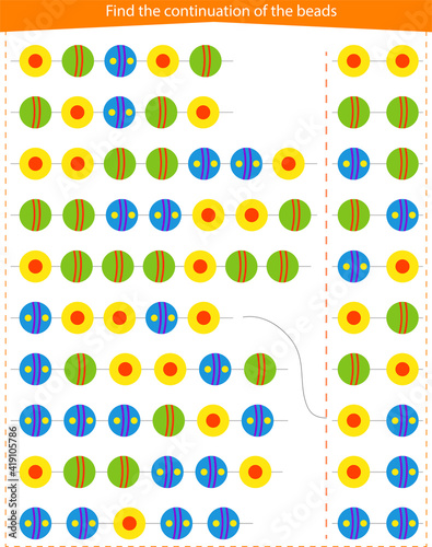  Logic game for children. Development of attention, memory and thinking. Find the correct extension of the beads