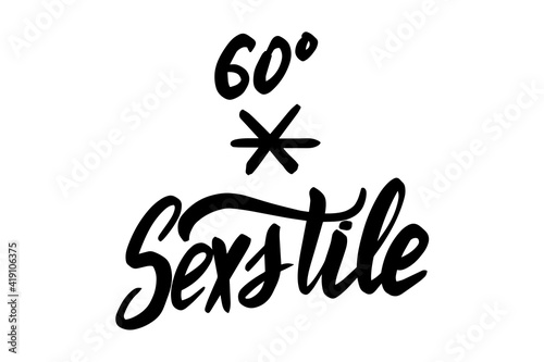 Vector hand drawn brush ink illustration of Sextile astrological