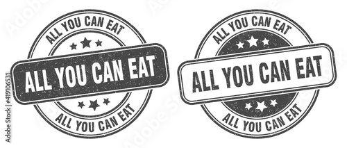 all you can eat stamp. all you can eat label. round grunge sign © Aquir