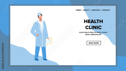 Health Clinic Worker Doctor With Checklist Vector