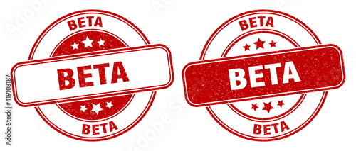 beta stamp. beta label. round grunge sign