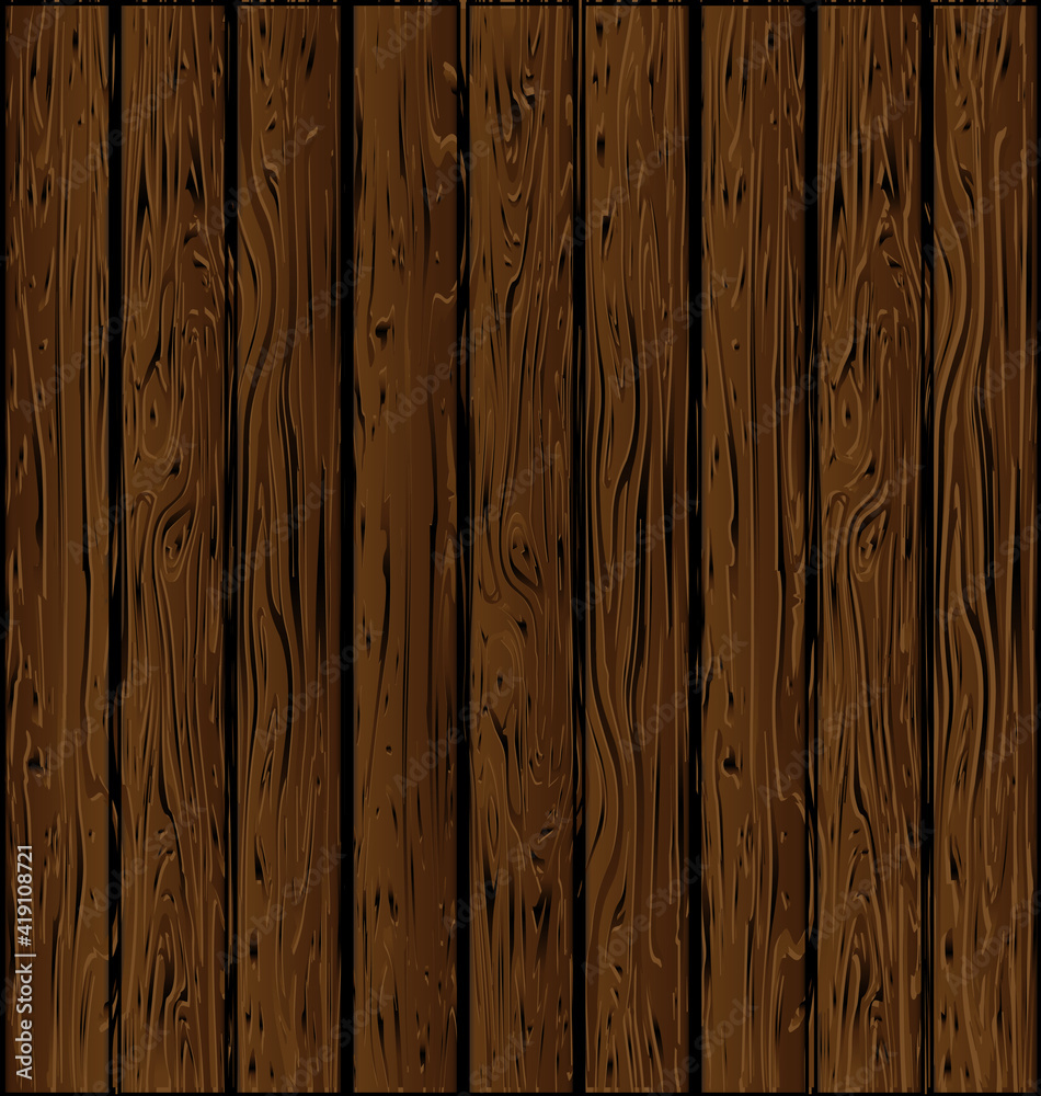 Fototapeta premium vector illustration wooden dark brown color board planking