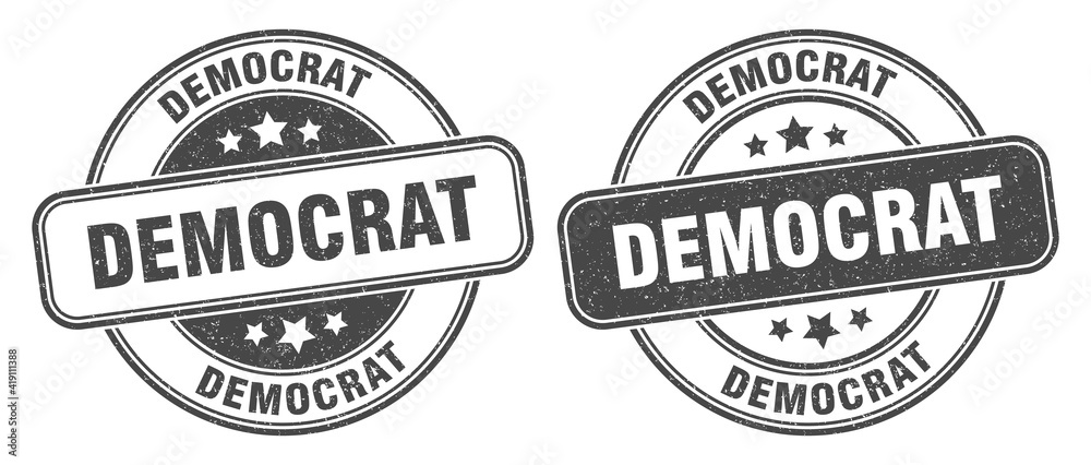 democrat stamp. democrat label. round grunge sign