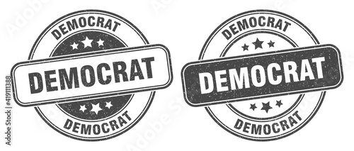 democrat stamp. democrat label. round grunge sign