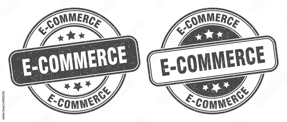 e-commerce stamp. e-commerce label. round grunge sign