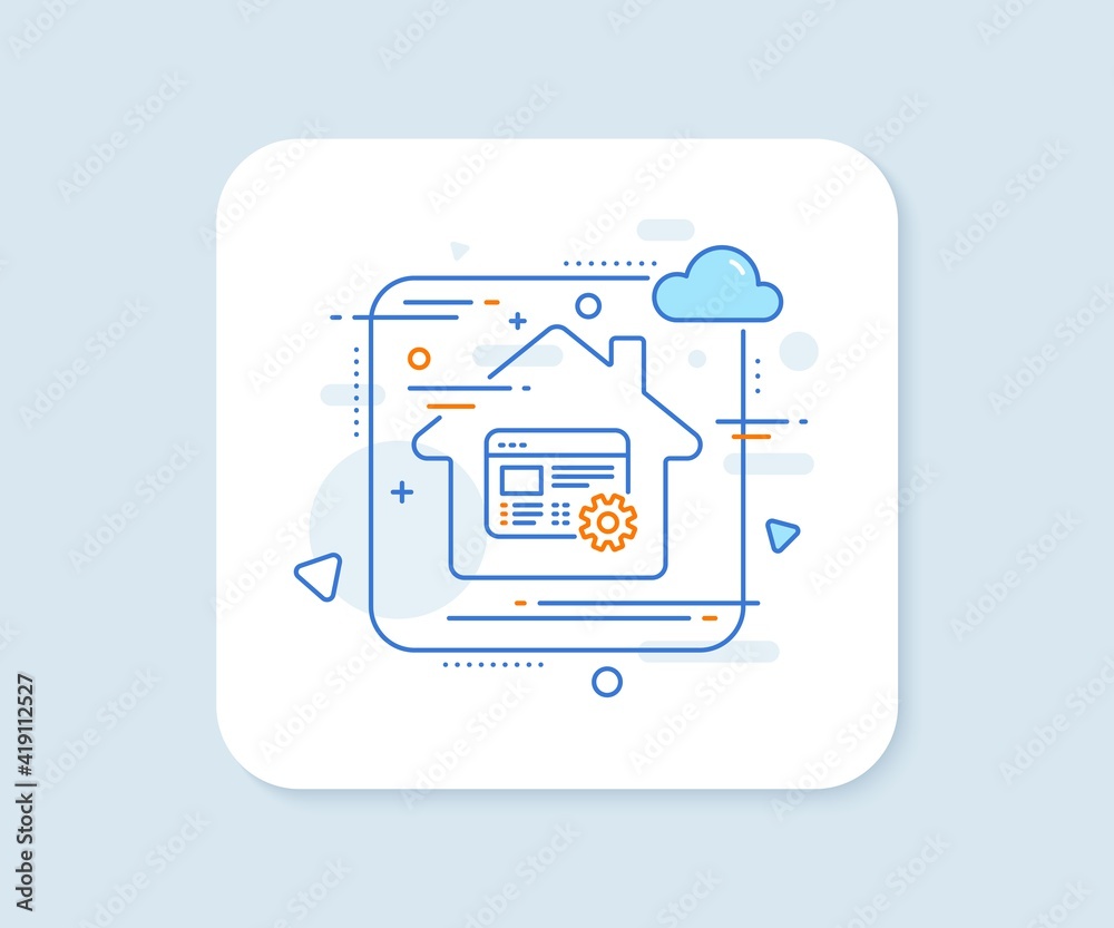 Web settings line icon. Abstract vector button. Engineering cogwheel tool sign. Cog gear symbol. Web settings line icon. Home concept badge. Vector Web settings line icon. Abstract vector button. Engineering cogwheel tool sign. Cog gear symbol. Web settings line icon. Home concept badge. Vector