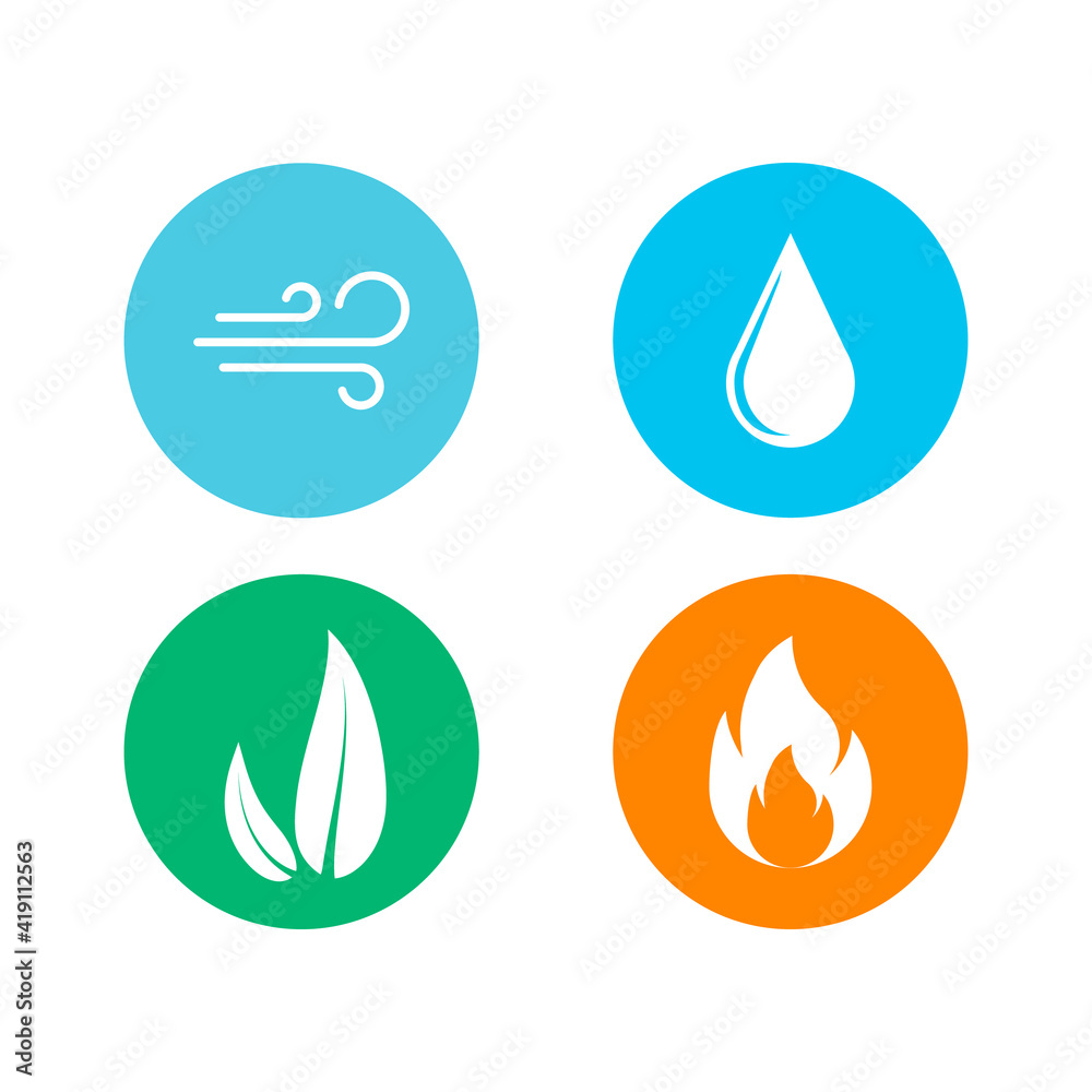 Four elements - vector icons set.Vector illustration isolated on white background. Four elements - vector icons set.Vector illustration isolated on white background.