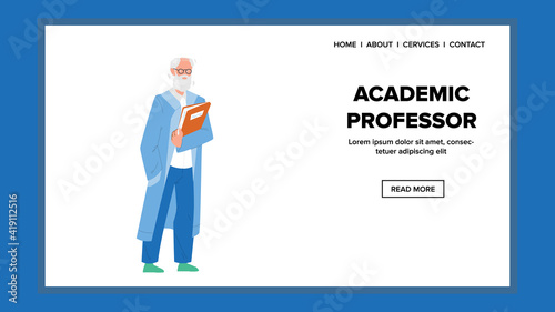 Academic Professor Holding Book For Lecture Vector