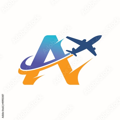 Letter A Air Travel Logo Design Template