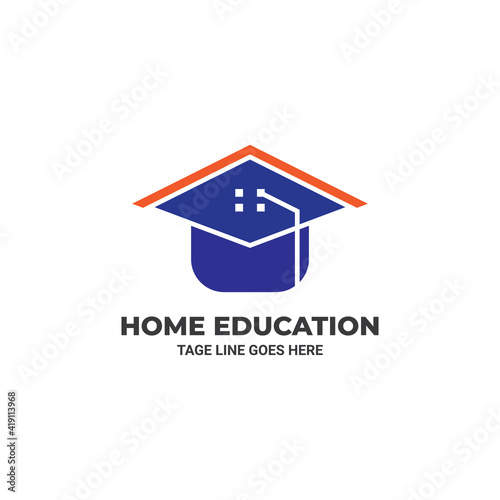 Home school education logo design. Student housing logo template