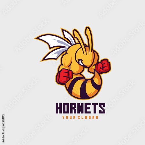Hornet Bee Wasp Sports Logo