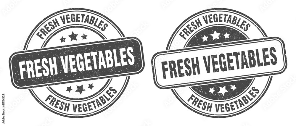fresh vegetables stamp. fresh vegetables label. round grunge sign
