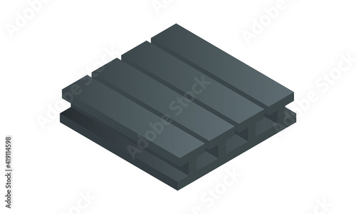 Isometric vector illustration soundproof panel of polyurethane foam isolated on white background. Realistic soundproofing material block icon in flat cartoon style. Acoustic soundproofing.