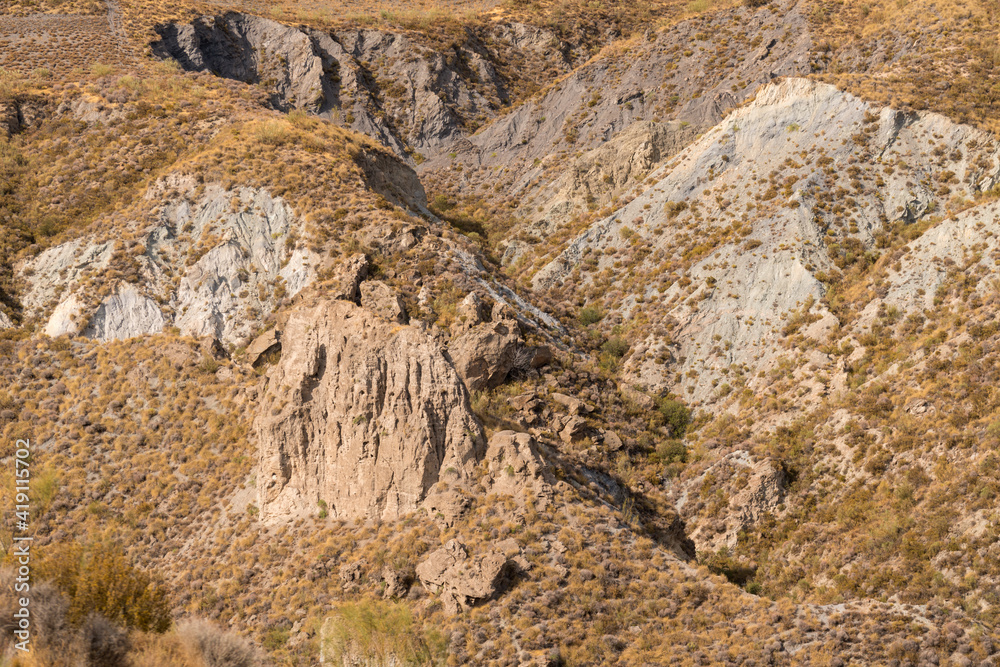 Naklejka premium mountainous and eroded landscape in southern Spain