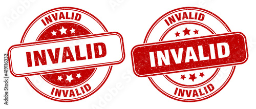 invalid stamp. invalid label. round grunge sign