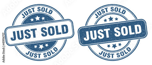 just sold stamp. just sold label. round grunge sign