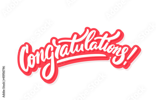 Congratulations. Vector hand drawn lettering card.