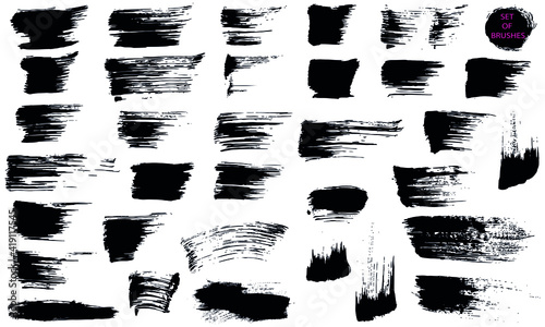 A set of brush strokes. A collection of vector drawings for grunge design and decor, isolated on a white background.