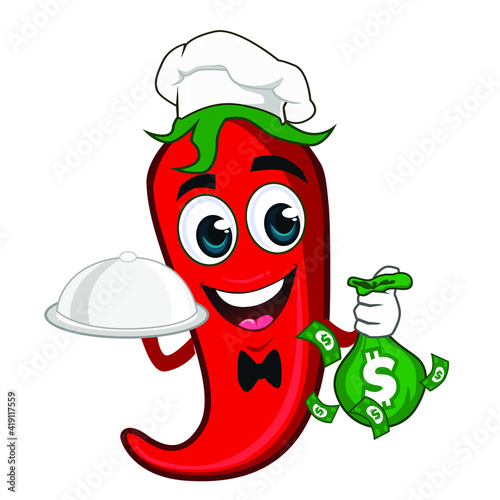 chili mascot cartoon in vector