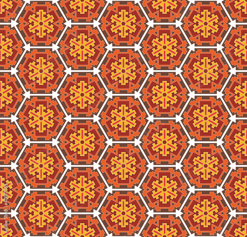 hexagonal indian textile pattern
