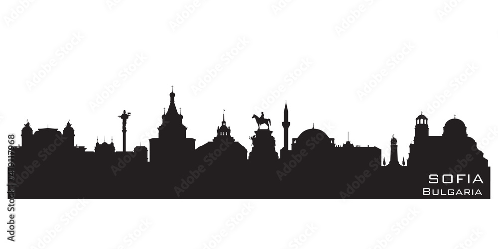Sofia Bulgaria city skyline vector silhouette