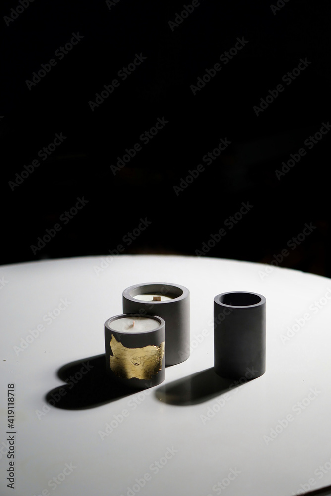 Fototapeta premium composition of candles on table