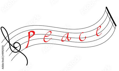 Music staff writing words and notes