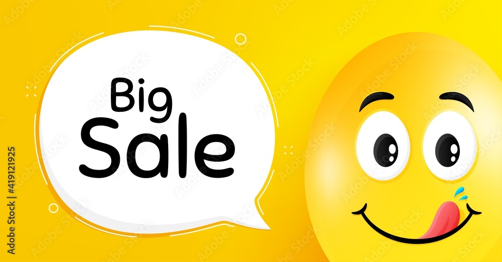 Big Sale. Easter egg with yummy smile face. Special offer price sign. Advertising Discounts symbol. Easter smile character. Big sale speech bubble. Yellow yummy egg background. Vector Big Sale. Easter egg with yummy smile face. Special offer price sign. Advertising Discounts symbol. Easter smile character. Big sale speech bubble. Yellow yummy egg background. Vector