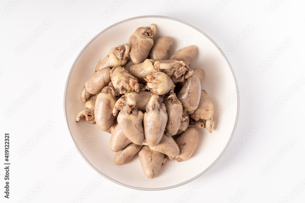 Water copy chicken heart on pure white background Water copy chicken heart on pure white background
