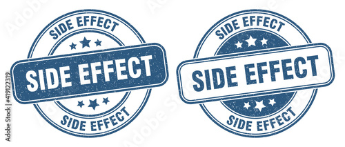 side effect stamp. side effect label. round grunge sign
