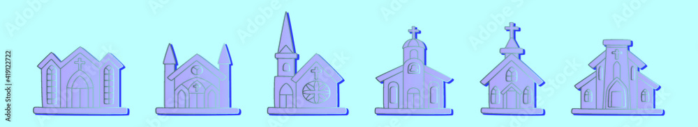 set of abbey cartoon icon design template with various models. vector illustration isolated on blue background set of abbey cartoon icon design template with various models. vector illustration isolated on blue background
