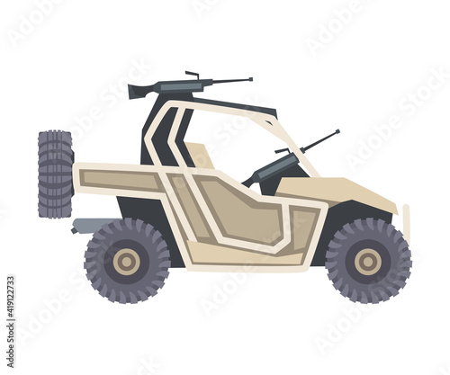 Military Car as Transportation Vehicle Used in Army for Carrying Armed Forces Vector Illustration