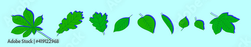 set of leaves cartoon icon design template with various models. vector illustration isolated on blue background