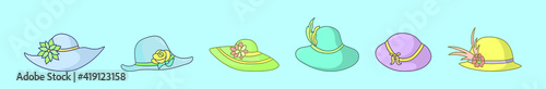 set of kentucky derby hats cartoon icon design template with various models. vector illustration isolated on blue background