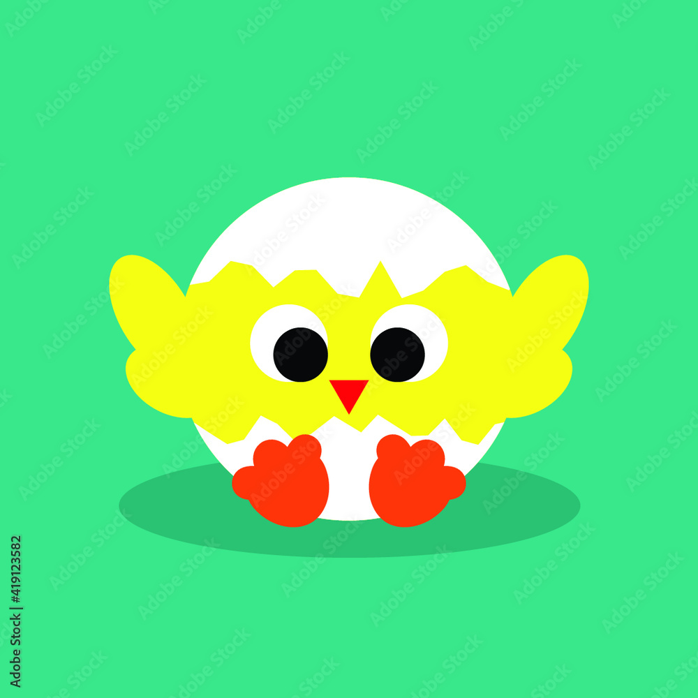 Fototapeta premium Chicken, vector children's drawing in flat style