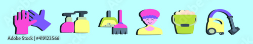 set of caretaker cartoon icon design template with various models. vector illustration isolated on blue background