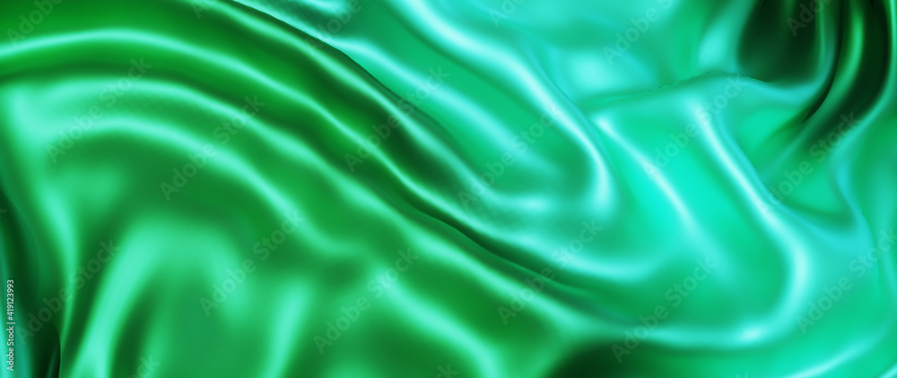3d render of green and light cloth. iridescent holographic foil. abstract art fashion background. 3d render of green and light cloth. iridescent holographic foil. abstract art fashion background.