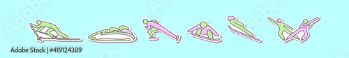 set of winter olympics cartoon icon design template with various models. vector illustration isolated on blue background