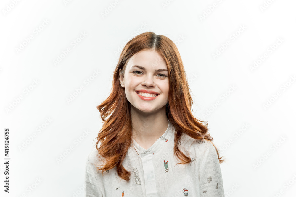 pretty woman in shirt glamor attractive look cropped view studio model pretty woman in shirt glamor attractive look cropped view studio model