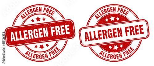allergen free stamp. allergen free label. round grunge sign