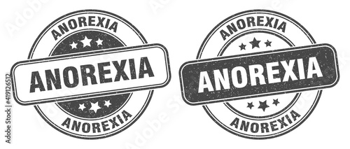 anorexia stamp. anorexia label. round grunge sign © Aquir