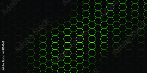 green light and black hexagon background