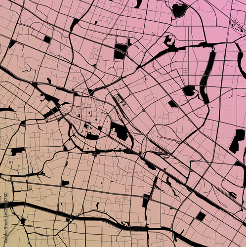 Changzhou, Jiangsu, China (CHN) - Urban vector city map with parks, rail and roads, highways, minimalist town plan design poster, city center, downtown, transit network, street blueprint