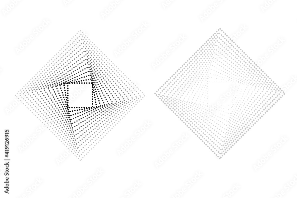 Simple Set, 2 Style Vector Black and White Square Halftone, isolated on white Simple Set, 2 Style Vector Black and White Square Halftone, isolated on white