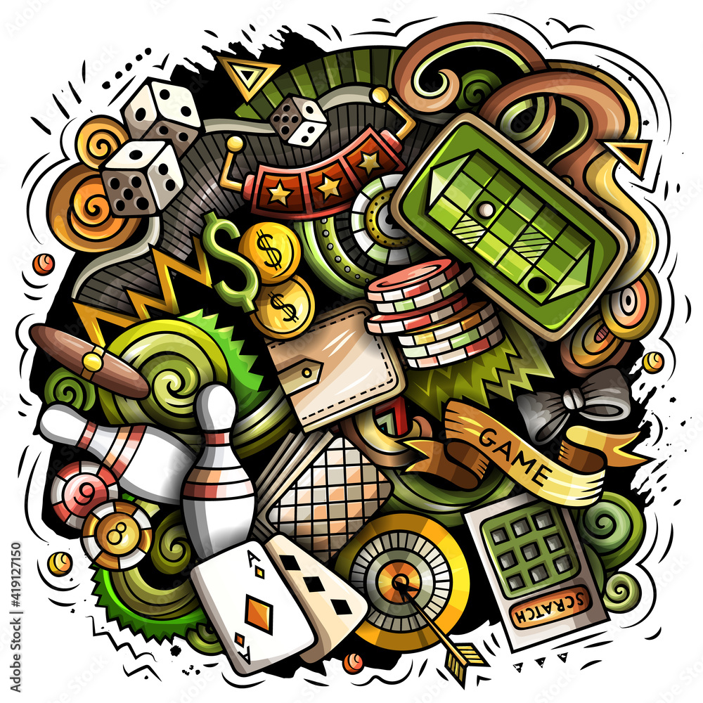 Fototapeta premium Casino cartoon vector doodle design