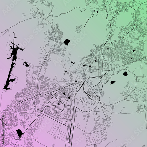 Jodhpur, Rajasthan, India (IND) - Urban vector city map with parks, rail and roads, highways, minimalist town plan design poster, city center, downtown, transit network, street blueprint
