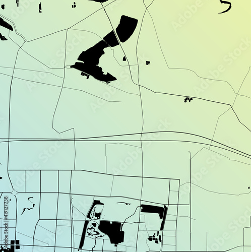 Kaifeng, Henan, China (CHN) - Urban vector city map with parks, rail and roads, highways, minimalist town plan design poster, city center, downtown, transit network, street blueprint