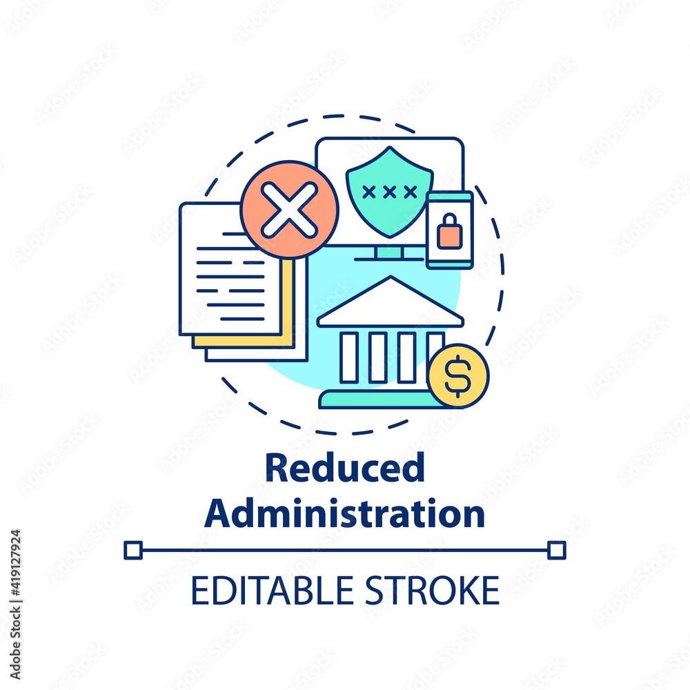 Reduced administration concept icon. Improve the quality of legislation idea thin line illustration. Security management. Vector isolated outline RGB color drawing. Editable stroke